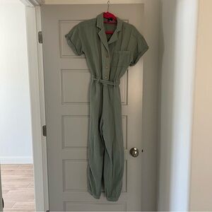 Lulu's Sage Green Button-Up Jumpsuit